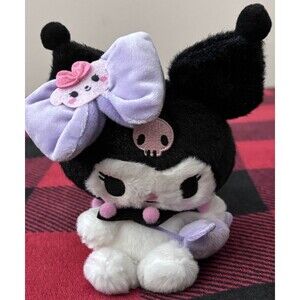 2022 Nakajima Kuromi Sanrio Keychain Plush Purse Bow 6.5" Cute Stuffed Doll